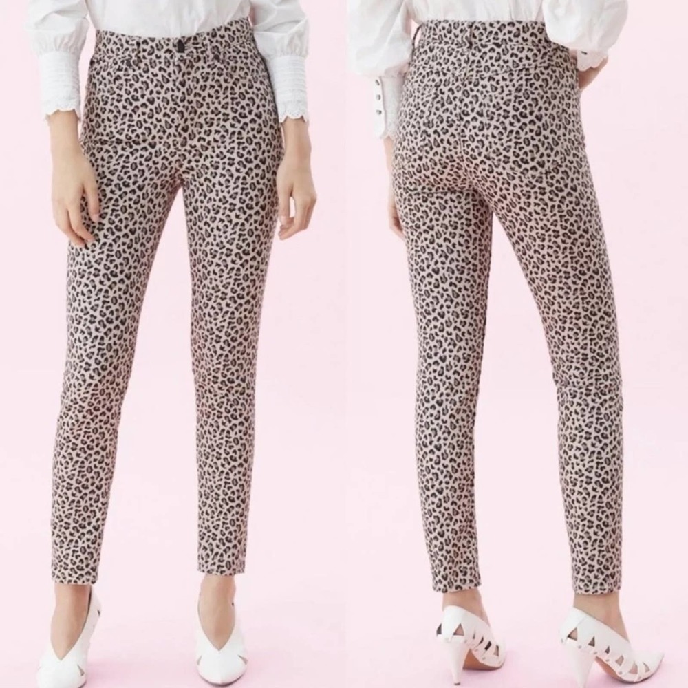 Rebecca Taylor Leopard Print Ocelot Ines High Rise Skinny Jeans